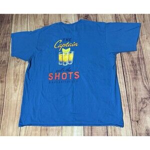 Margaritaville Graphic T-Shirt  "Captain Calls The Shots" Turquoise XXL 2XL